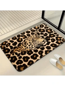 3件套时尚简约豹纹浴室地垫套装，包括吧台凳套和U型脚垫 - 彩色 - 查看 11