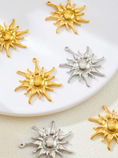 3 piezas/5 piezas/10 piezas Colgante minimalista de girasol de acero inoxidable, DIY para collar, pulsera, tobillera, pendiente, decoración colgante, accesorios de joyería hecha a mano