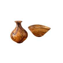 Kit 2x Vasos Murano Cora Ambar Casa e Decoraçaõ