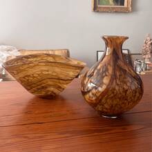 Kit 2x Vasos Murano Cora Ambar Casa e Decoraçaõ