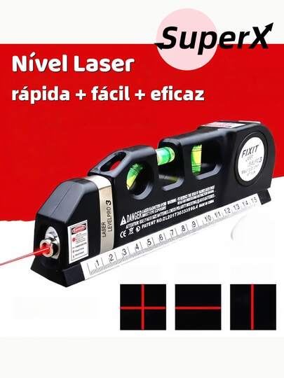 Nível Laser Multifuncional Level Pro3 - Precisão Profissional com 3 Linhas e Trena Integrada