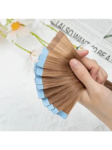 Mini Tape In Hair Extensions Human Hair Ingle Side PU Tape Human Hair Extensions Blonde Light Colour 10pcs/Pack - S6 - View 14