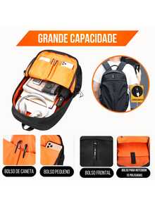 Men's Waterproof College Backpack For Notebook - 黑色 - 查看 5