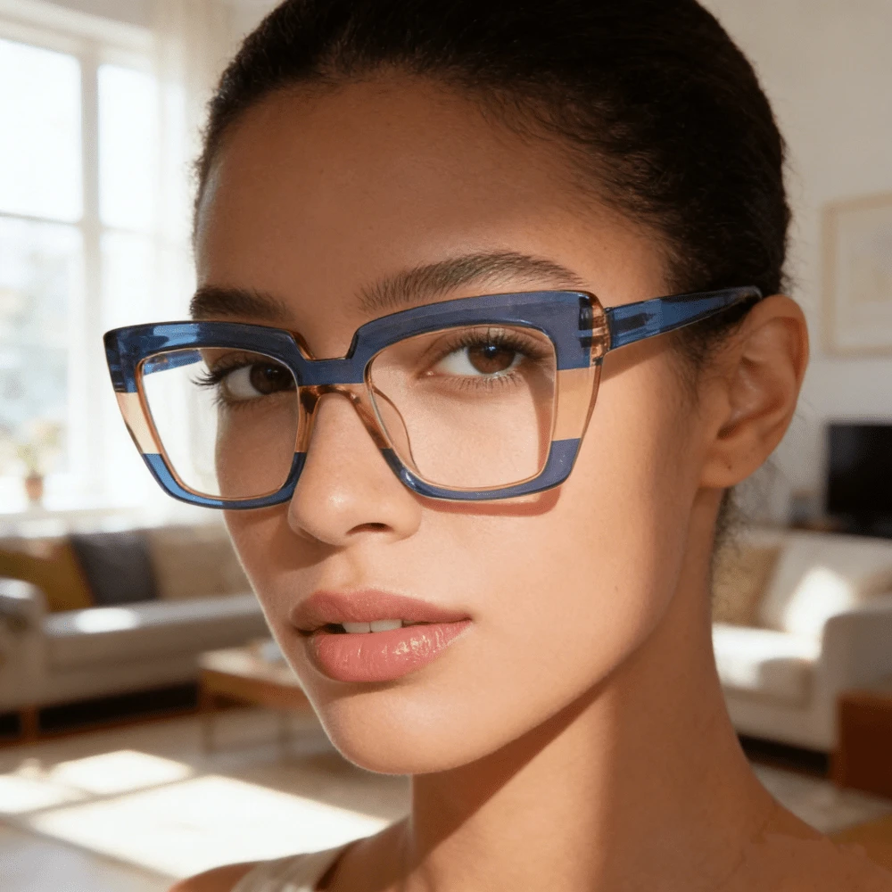 1 件/2 件复古方形老花镜，彩色拼布镜框，舒适的弹簧镜腿，简约百搭的女士老花镜