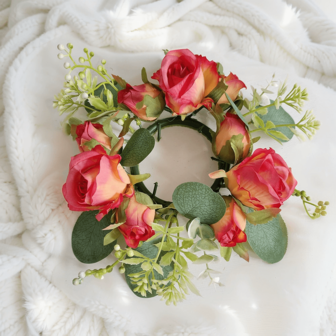 Artificial Rose Garland Candle Holder, Boho Wedding Centerpiece, Valentine's Day Romantic Table Decoration For Home, Party, Dinner