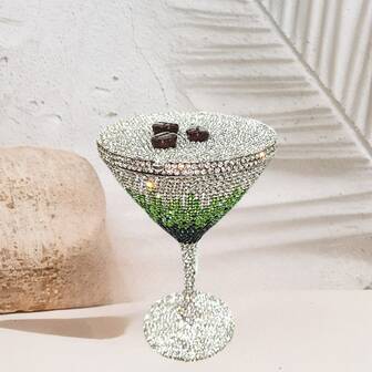 Rhinestone Martini Glass Clutch Bag - Sparkly Crystal Evening Purse Gift For Cocktail Party Wedding Prom
