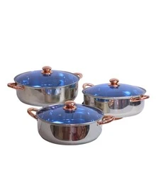 Juego de Ollas Arrocera Jumbo - Deliziosa Cucina 26, 28 Y 30 Cm Acero Inox Plateado - Acero Inoxidable Reforzado Premium | Cocina Saludable | Fondo Multicapas para Cocción Uniforme | Agarraderas de Silicona | Ollas Modernas y Elegantes | Apto para Estufas de Gas, Eléctrica e Inducción | Alta Calidad y Durabilidad - Plateado - Ver 6