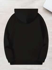 Envío dentro del país | Sudadera con Capucha negra, Diseño Relajado con Estampado, Bolsillos Espaciosos, Perfecta para Otoño e Invierno, Casual y Abrigada,​ regalo para amigos, esposo, novio, estilo emo - Negro - Ver 5