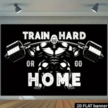 2D平面大猩猩举重杠铃旗帜，激励训练或回家横幅，耐用涤纶材质，适用于家居装饰、户外装饰 - 多用途墙面装饰，适合家庭、办公室、户外、工作室、派对装饰、节日礼物，涤纶材质，无需电源 - 黑色 - 查看 9