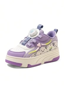 1 Par de Patins com Rodas para Crianças, Patins com Rodas Destacáveis Retráteis 2 em 1 de Moda, Leves, Duráveis e Antiderrapantes, Adequados para Festas e Atividades ao Ar Livre - Roxo - Visão 9