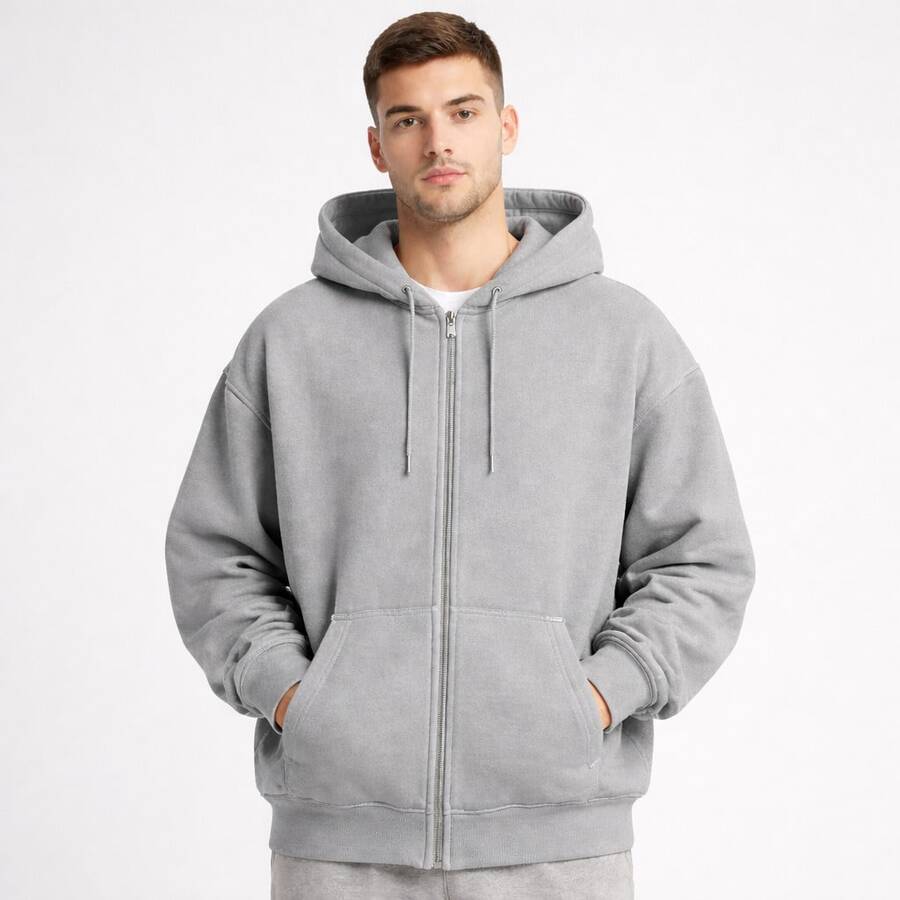 Zip-Up Sweatshirt, 100% Made In-House... Shipping Throughout Brazil - Gris - Ver 1