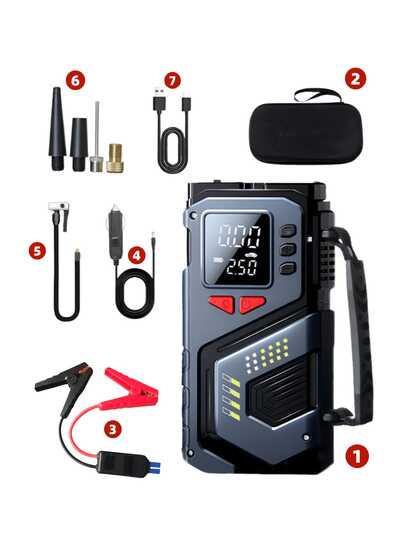 5000A Peak Current Car Jump Starter With Air Compressor, Portable Battery Jump Starter, Suitable For Car Battery, 12V Portable Emergency Jump Starter With USB Port And LED Flashlight, Portable Car Jump Starter, Battery Jump Starter