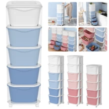 Schubladenschrank 5/6 Schubladen Kunststoff Kommode Aufbewahrung Blau - Blau - Übersicht 6