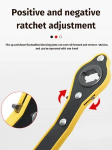 Universal Ratchet Wrench - Dual-Purpose Slotted Wrench, Convenient For Automotive And Tire Maintenance And Repair