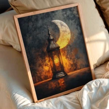 1件斋月灯笼和新月艺术品：伊斯兰家居装饰帆布墙画，时髦女孩艺术，励志名言艺术，家居装饰，帆布挂画，斋月墙画。 - 彩色 - 查看 9