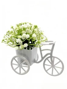 1pc Plastic Mini Bicycle Basket Desktop Decor, Artificial Potted Plant, Fake Greenery, Home Decor, Back To School Supplies, Valentine's Day Decor, New Year Gift, Valentine's Day Gift, Gift For Girlfriend, Artificial Potted Plant, Artificial Flower - Multicolor - View 9