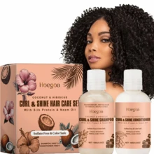 Curling Elastic Cream,Keratin Coconut Shampoo And Conditioner Set,Hair Curling Cream Set,Neutral Hair Gel,Moisturizing Curling Formula, Moisturizing And Nourishing Hair, Lasting Elastic Fluffy Feeling, Suitable For Wavy And Curly Hair,Stocking Stuffers,Gifts Of Women & Men,Travel Essential,Coconut Oil Hair Products - Cream - View 2