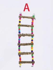 1pc Parrot Ladder Toy, Colorful Beaded Climbing Ladder, Cockatiel Perch Stand For Parrots To Climb, Chew, Scratch, Bird Cage Accessories, Pet Supplies