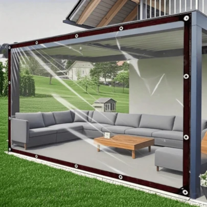 1Piece Multiple Size Specifications Clear Waterproof Tarpaulin Transparent Tarp Canopy Awnings Winter Plants Cover Greenhouse Film Tarp, Waterproof Tarpaulin, Clear Plastic Tarpaulin, Dustproof, Rainproof, UV Resistant Garden Coverage,Suitable For Gardens, Balconies,Porch, Flower Rack, Dog House, Camping Greenhouse