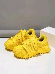 Versatile Yellow Sports Shoes, Thick-Soled Platform Loafers For Couples, Low-Cut Breathable  Sneakers,Women Sport Shoes,Outdoor Shoes,Student Sneakers,Valentine's Day Gift - 黃色 - 查看 4