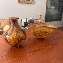 Kit 2x Vasos Murano Cora Ambar Casa e Decoraçaõ