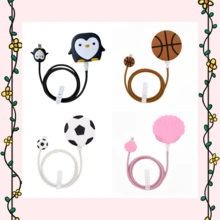 4pcs Cute & Fun UK Themed Protective Case Set Compatible With Apple 20W Fast Charger, Including Charger Cover, Cable Protector Sleeve (Penguin/Basketball/Football/Shell Pattern, Charger Head & Cable Not Included) - Multicolor - View 1