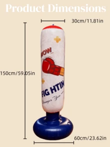 1.6-Meter Inflatable Punching Bag - Suitable For Karate/Taekwondo And Daily Boxing Training. Designed With Water/Sand Filling And Durable PVC Material. Inflatable Boxing Column Sandbag Perfect Unisex Daily Training Gift - Blue and White - View 4