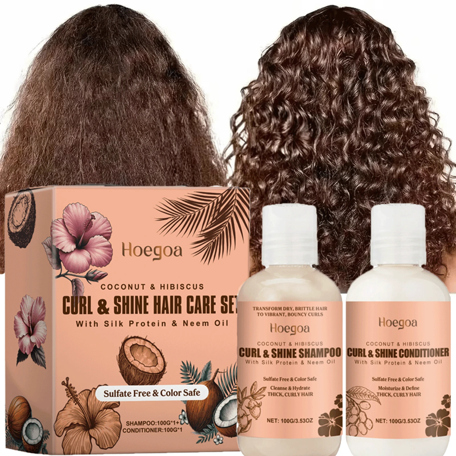 Curling Elastic Cream,Keratin Coconut Shampoo And Conditioner Set,Hair Curling Cream Set,Neutral Hair Gel,Moisturizing Curling Formula, Moisturizing And Nourishing Hair, Lasting Elastic Fluffy Feeling, Suitable For Wavy And Curly Hair,Stocking Stuffers,Gifts Of Women & Men,Travel Essential,Coconut Oil Hair Products - Cream - View 1