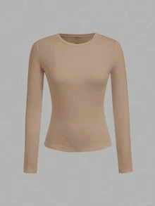 Paquete de 3 Playeras Termicas de Mangas Largas para Mujer con Cuello Redondo de gran calidad - Negro Beige Blanco - Ver 2