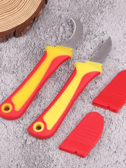 Wire Stripper, Electrician Knife, Insulated Cable Stripping Cutter, Straight Handle Hooked Fixed Blade Stripping Pliers, Manual Wire Stripping Tool