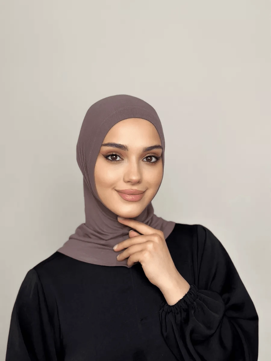 女士头巾套装（2件套）：1顶莫代尔针织帽 + 1条棉质筒状头巾，适合日常佩戴 - 棕色 - 查看 1