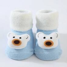 1/3 Pairs, Cute Cartoon Bear Combination Socks, 3D Plump Doll Baby Blue & White Mid-Calf Socks, Breathable Non-Slip Toddler Everyday Socks, Adorable Soft Cute Little Socks - Multicolor - View 17