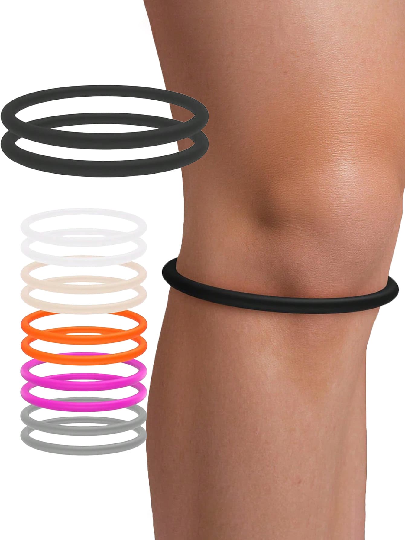 2PCS Patellar Tendon Support Strap For Knee Pain Relief, Knee Bands For Basketball, Running, Tennis, Soccer And Hiking, Silicone Patella Band For Women And Men, Includes Storage Bag (Black) - Multicolor - View 1