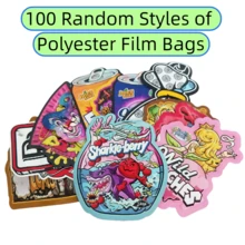 100pcs Random Patterns, Grass Bags, Plastic Packaging Bags, Grass Storage Bags, Candy Packaging, Resealable Bags, Ziplock Bags, 3D Bags, Polyester Film Bags, Vanilla Bags, Odor Proof Bags, Waterproof Bags, Storage Bags, And Sealed Bags - 彩色 - 查看 6