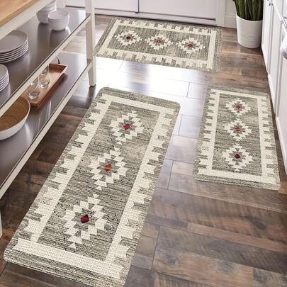 1pc Southwest Style Kitchen Rug, Bohemian Kitchen Mat, Kitchen Carpet, Kitchen Rug, Washable Rug, Doormat, Small Rug, Carpet, Runner Rug, Floor Mat, Home Decor, Area Rug, Outdoor Mat, Bedroom Rug