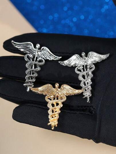 1pc Men's Western Dragon Angel Wing Brooch, 4 Colors Available, Luxury Business Vintage Suit Shirt Accessory Brooch