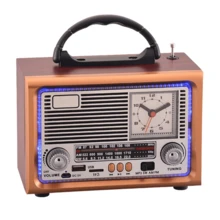 BOSSNEY radios,radio am fm portátil con bocinas de Bluetooth, radios de comunicación,con reloj,radio retro,reproducción de tarjetas USB TF, radio recargable solar/USB-C, altavoz doble,  radios transistores portátiles AM FM, radio Bluetooth,1200mAh,BT, FM, AM, SW, USB, TF, AUX - Marrón - Ver 7