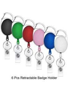 Retractable Badge Reel With Holder Clip Women And Men Retractable Key Ring Retractable Key Chain ID Badge Card Holder Oval-Shaped Pulling Key Chain Suitable For Work Id Card Credit Card Access Control Card ID Card And Key Storge Outdoor Camping Hiking Travel And Work Use Travel Accessories Outdoor Hiking Essential - Multicolor - View 10
