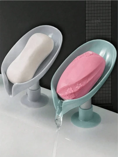 2pcs Soap Dish, Tilted Drainage Design, Dry Soap Storage Box, Draining Soap Holder, Drill-Free Easy Clean Soap Tray, Suction Cup Non-Slip Soap Dish For Shower, Bathroom, Kitchen Sink, Bathroom Accessories, Bathroom Supplies, Home Essentials
