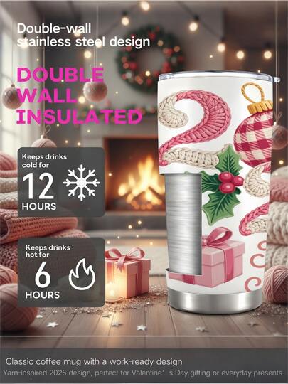 1 cốc giữ nhiệt bằng thép không gỉ 20oz, họa tiết nơ hồng và quả cầu disco năm mới 2026, cốc du lịch chân không hai lớp có nắp và ống hút, giữ nóng/lạnh trong nhiều giờ, quà tặng lý tưởng cho phụ nữ, mẹ, vợ trong các bữa tiệc ngày lễ, thích hợp cho ô tô, văn phòng, nhà và sử dụng hàng ngày.