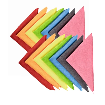 10片装超柔软微纤维清洁布，25*25厘米/30*30厘米，颜色随机，吸水性强，适用于厨房、玻璃、家居清洁 - 厨房、浴室、家用