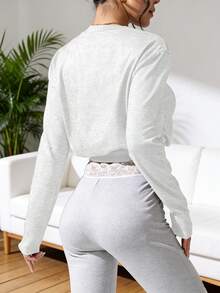 女士V领柔软竖条纹弹力针织修身上衣，适合户外休闲、徒步旅行、日常通勤，短袖套头毛衣