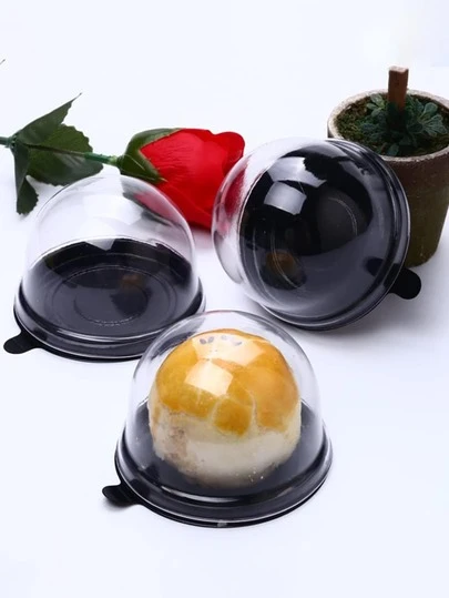 50pcs Cupcake Boxes, Individual Transparent Single Cupcake Boxes, Plastic Cupcake Liners, Individual Cupcake Bags, Dome-Lid Cupcake Cups, Suitable For Wedding Display, Muffin Cake Party, Disposable