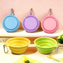 1 PC, Collapsible Dog Bowls, Portable Travel Dog Bowl With Carabiner, Silicone Pet Bowl For Hiking, Walking, RANDOM COLOR - 隨機顏色 Random Color - 查看 2
