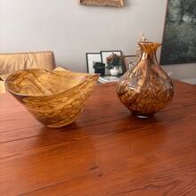 Kit 2x Vasos Murano Cora Ambar Casa e Decoraçaõ