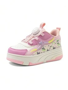 1 Pair Kids Boys & Girls Heart Decor Roller Skate Shoes, Fashion Low-Top Detachable 2-In-1 , Lightweight, Durable & Non-Slip, Suitable For Outdoor Activities