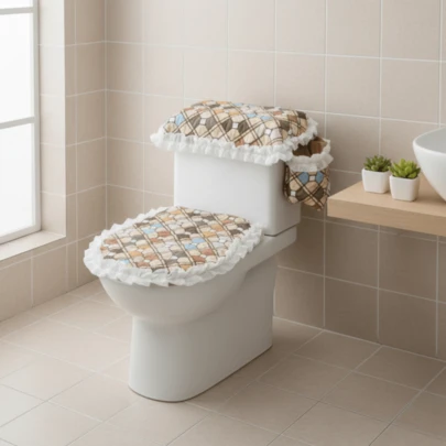 Set De 3 Piezas  De Cubiertas  De Baño Cubre Inodoro , Cubre Papel , Cubre Tapa De Tanque De Inodoro , Decoración Para Baño De Múltiples Estilos Versátil , Juego De Decoración De Baño , Funda Para Inodoro Cubre Tanque De Inodoro ,