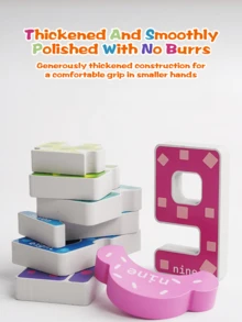 大型木制拼图积木，冰淇淋和数字数学玩具，蒙特梭利早教益智玩具，大型计数堆叠玩具，适合幼儿和婴儿