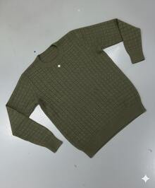 TRICOT DE LUXO Plus Size Sweater, Knit Links, Men's Basic Chic Thicker Pullover, Autumn/Winter Premium Line, Large Size - 軍綠色 - 查看 2