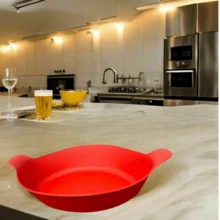 Set Of 10 Matte Plastic Boat-Shaped Appetizer Dishes (600ml) For Snack Bars And Restaurants - Red - View 4